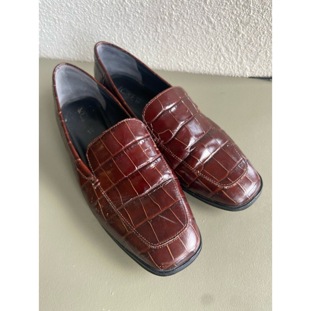J. Crew || Maison Loafers In Croc-embossed Italian Leather Brown - Picture 9 of 12